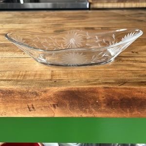 Etched Glass Relish Dish